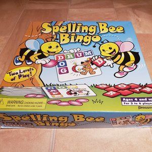 Pressman Vintage Kids Spelling Bee Bingo Educational Learning Board Game